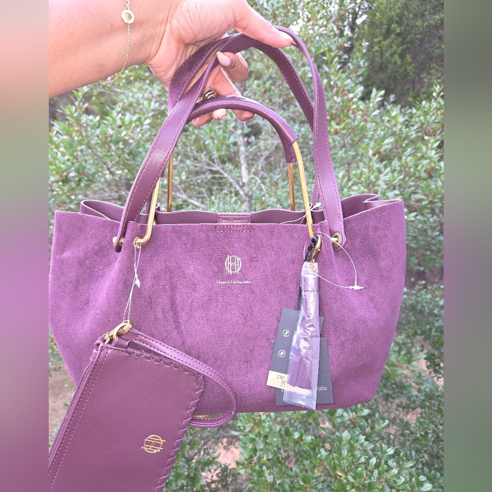 House of Harlow 1960 Plum Tote with Gold Accents - Reversible!